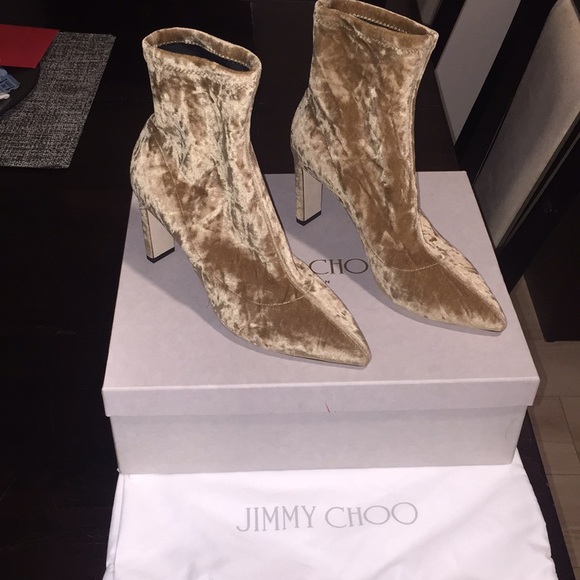 Jimmy Choo Louella85 Crushed Stretch Velvet Bootie - Picture 2 of 6